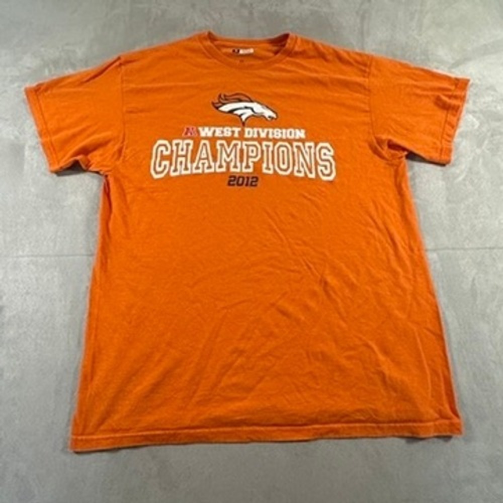 NFL Team Apparel Denver Broncos T-Shirt Mens AFC West Champions 2012 XL Orange